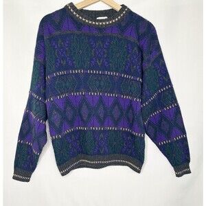 VTG 80'S/90's Cadet Boys Club Sweater‎ Purple Green Boys Made in USA XL 18